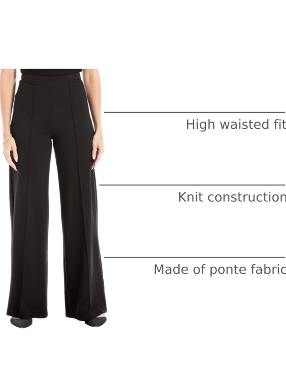 Max Studio Black Wide-Leg Mid-Rise Pants - Picture 5 of 8